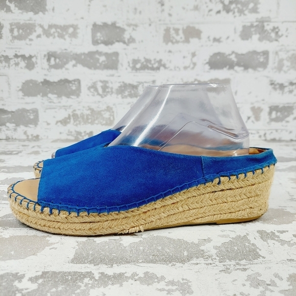 Franco Sarto Bule Leather Slip On Wedge Mules Shoes V470 - Picture 1 of 13